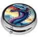Buy Roaring Dragon Portable Metal Pill Box - Round Mini 3-Compartment with Hinged Design Perfect for Travel - Black - Buy Online on GoSupps.com