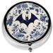 Bat Pattern Round Pill Box - 3 Compartment Mini Decorative Travel Organizer for Pills & Vitamins - Buy Online on GoSupps.com