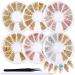 SILPECWEE 6 Boxes 3D Metal Nail Art Decoration Set Rose Gold Silver Nail Studs Moon Star Nail Charms Manicure Jewelry With 1Pc Tweezers And Picker Pencil NO1