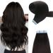 Yilite tape extensions real hair natural black 65cm 20 pieces 60g tape in extensions real hair invisible silky straight skin weft tape in naturally extensions (65cm #1b natural black) 65 cm #1b off black