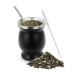 InciFuerza Yerba Mate Gourd Set (Mate Cup) Stainless Steel Modern Yerba Mate Cup with Bombilla Mate Straws BPA-free Lid (Black)