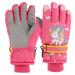 KAKU NANU Kids Ski Gloves Mittens Waterproof Ice Skating Gloves Children's Winter Warm Snow Gloves Thermal Fleece Gloves For Boys Girls Pink Purple Blue Cartoon 2-10 Years Pink-1 6-10 Years