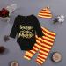 Baby Boys Girls Snuggle This Muggle Outfit Set | Black Long Sleeve Bodysuit & Striped Pants with Hat | 0-6 Months - Buy Online on GoSupps.com