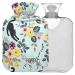 NAANLE hot water bottle with flower motif and coating transparent warm water bottle 1 l hot water bottle for pain relief heat and cold therapy bed hand feet warmer 1L