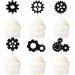 Ercadio 24 Pack Robot Gears Cupcake Toppers Black Cartoon Robot Gears Cupcake Toppers Picks Robot Gear Happy Birthday Cake Decor for Robot Theme Boys Birthday Baby Shower Party Supplies Pattern 4