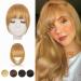 Clip in Bangs, BARSDAR 100% Human Hair Bangs Extensions French Bangs Neat Bangs Air Bangs with Temples Clip on Fringe Bangs Real Hair for Women Natural Color Washable/Dyeable(French-Dark Golden Blonde) French Bangs Dark Golden Blonde