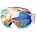 Ex Vision Snowboard Ski Glasses for Men Women Youth 100% UV400 Protection Anti Fitting over the glasses Winter Snow glasses with spherical removable disc pink