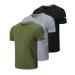 frueo Men's 3 Pack Workout Shirts Dry Fit Moisture Wicking Short Sleeve Mesh Athletic T-Shirts 00520 Black Gray Green Large