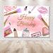 8x6ft Pink Glamour Makeup Spa Happy Birthday Backdrop for Girls and Women - Cosmetics Beauty Photography Background for Party Decoration and Photo Booth Props by MEHOFOND - Buy Online on GoSupps.com