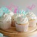Boy Or Girl Cupcake Toppers Pink & Blue Glitter Baby Shower Cupcake Picks Dress Or Rugby/He Or She Cake Decorations for Gender Reveal/First Birthday Party - 24pcs - Buy Online on GoSupps.com
