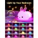 Cute Bunny Night Light - 16 Color Baby Girl Gift for Nursery Decor | Kids Kawaii Lamp for Girls Bedroom - C-bunny - Buy Online on GoSupps.com