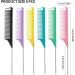 6Pcs Metal Rat Tail Combs Fine Tooth Rattail Comb Parting Combs with Stainless Steel Pintail for Braiding Hair Sectioning Teasing Styling(8.66 Inch) - Buy Online on GoSupps.com
