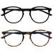 Opulize Met 2er-Pack Reading glasses Big round black brown tortoise men women women spring hinges RR60-12 +0.00 black / brown tortoisy with dark blue arms +0.00 Dioptries