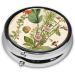 Floral in The Old Book Round Pill Box - 3 Compartment Mini Decorative Travel Medicine Organizer - Buy Online on GoSupps.com