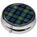 Blue and Green Scottish Tartan Round Pill Box | 3-Compartment Mini Pill Organizer | Portable Travel Medicine Holder - Buy Online on GoSupps.com