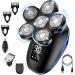 Head Shaver for Men Electric Razor Upgrade 6D Floating Electric Shaver 5 in 1 Wet & Dry Shaver Waterproof Bald Head Shaver LED Display Electric Rotary  (Blue)