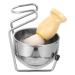 Lurrose 3 Piece Men's Shaving Set Stainless Steel Shaving Brush Holder Soap Dish Mug Badger Hair Beard Brush for Home Salon