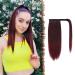 Feshfen ponytail extensions smooth long ponytail extension hair part braid clip in ponytail extension synthetic hair extensions braid hair extension for women 35 cm black and burgundy black and burgundy tips -Wrap around 35 cm (1 Pack)