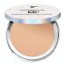 IT Cosmetics CC+ Airbrush Perfecting Powder Foundation - Buildable Full Coverage of Pores & Dark Spots - Hydrating Face Makeup with Hyaluronic Acid - Talc-Free - 0.33 oz Medium Tan (medium shade with warm undertones)