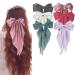 MOUOGO Silky Satin Hair Bows Oversized Long Tail for Women Girls Mujeres - Aesthetic Hair Accessories for Coquette and Mo os Large Ribbon Barrettes with Metal Clips Ni as' Hairstyles
