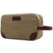 IBLUE Toiletry Bag Leather and Canvas Travel Dopp Kit Bathroom Shaving Organizer for Men&Women Travel Accessories,B03 (KHAKI)