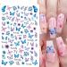 Blue Butterfly Nail Art Stickers Decals - 6 Sheets Self Adhesive Manicure Tips for Women and Girls - Buy Online on GoSupps.com