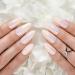 Hypnaughty 24 Pcs Light Peach Almond Chrome Luxury Press On Nails and Glue Reflective Medium Long Pointed Reusable False Nails (Light Peach Almond Chrome)