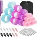 Mabufun 50 PCS Hair Rollers With Clips For Long Hair Curlers Velcro Rollers Jumbo Hair Rollers Self Grip Hair Roller Set 22 Stainless Steel Clips And