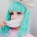 FAELBATY Wavy Wig Short Bob Wigs With Air Bangs Women's Short Wig Curly Wavy Synthetic Cosplay Wig Green Wig for Girl Halloween Costume Wigs Mint Green