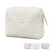 Travel Toiletry Bag Cotton Floral Travel Makeup Bag Portable Cosmetic Bag Travel Makeup Storage Bag for Women Girls (Flower-Beige)