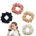 Ikadiya hair tie 4 pieces hair rings hair tie elastic hair bands ponytail hair tie scrunching satin for women and girls (4 colors)