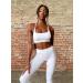 OQQ Women's Medium Support Ribbed Tank Top Set - 3 Piece Seamless Sports Bra & Crop Tops in White - Size Medium - Buy Online on GoSupps.com