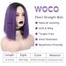 Ombre Ash Purple Shoulder Length Wig | Middle Part Short Straight Synthetic Hair | Heat Resistant Daily Party Colored Wig - Buy Online on GoSupps.com