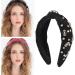 Knotted Headband Wide Knotted Headband with Top Knot Design for Festivals and Everyday Wear (Black) - Buy Online on GoSupps.com