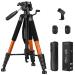Tripod Camera Tripods, 74" Tripod for Camera Cell Phone Video Photography, Heavy Duty Tall Camera Stand Tripod, Professional Travel DSLR Tripods Compatible with Canon Nikon iPhone, Max Load 15 LB 74" Orange