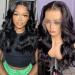 13x4 Frontal Wig Body Wave Lace Front Wigs Human Hair Unprocessed Braziian Virgin Human Hair Wigs for Black Women Pre Plucked 180 Density 16 Inch 16 Inch Natural Black