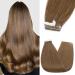 14inch Tape in Hair Extensions 100% Real Human Hair Extension 10pcs Straight Remy Hair Seamless #06 Light Brown 14 Inch (10PC) #06 Light Brown