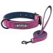 Didog dog collar soft padded leather with personalizable engraved name tag D-ring.Suitable for small and medium -sized dogs.M: 27-33 cm purple set (user-defined)