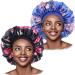 COSPACK SATING SLAPORT for women 2 karat extra large double-aged for curly braids dreadlocks long hair make-up skin care salon (black / blue flowers))