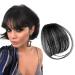 Clip in Bangs Real Human Hair Thin Bangs Clip on Air Bangs Natural Fashion Fringe Wispy Bangs Hair Extensions for Women(Natural Black)