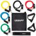 Resistance Bands Set (12 Piece) Includes Door Anchor Ankle Wrist Strap Exercise Guide and Carrying Bag for Strengthening and Training (Pro Series)