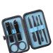 BANDKIT 7Pc Nail tool Stainless Steel Nail Clipper Cutter Trimmer Ear Pick Grooming Kit Manicure Pedicure Scissor Tweezer Nail Tools Set(Blue)