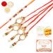 Ghasitaram Gifts Rakhis Online - Rakhi for Brother- Crystal Bhaiya Bhabhi Rakhi with 200 GMS of Besan Barfi and 200 GMS of Kaju Katli Rakhi Set with 200 gms of Besan Barfi & Kaju Katli
