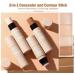 ONLYOILY 2 Pcs Contour & Highlighter Stick Set with Brush - Longwear Foundation Stick for Smooth Face Makeup - Buy Online on GoSupps.com