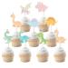 NICENEEDED 24 PCS Dinosaurs Cupcake Toppers Dinosaurs Cupcake Picks Cute Cartoon Dinosaur Themed Cake Toppers Toothpicks for Birthday Cake Decoration Supplies