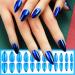 24Pcs Blue Chrome Press-On Nails | Glossy Sparkly Gel Glue-On Nails | Medium Almond Acrylic Manicure Art for Coquette Women - Buy Online on GoSupps.com