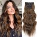 YDDM Hair Extensions Clip in Extensions Wavy hair extension with clips full of heads like real hair hair exension clips cheap clip extensions synthetic hair part for women (20 inch 4pcs) 20 inch 8h27#