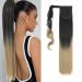S-noilite Trendy 23"(58cm) Straight Wrap around Ponytail Clip in Hair Extension Strap Pony Tail Long Popluar Style Dark Brown to Ash Blonde Dark Brown to Ash Blonde 23 Inch