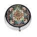 Colorful Floral Patterns Portable Metal Pill Box Round Mini 3-Compartment Plastic Insert hinged Fastening Design Suitable for Small Pills Must-Have for Travel