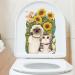 Sunflower & Cute Cat Toilet Lid Decals - Removable Self-Adhesive Stickers for Restroom Decor - Buy Online on GoSupps.com